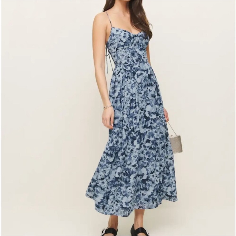 Reformation Blue Floral Maxi Slip Dress
